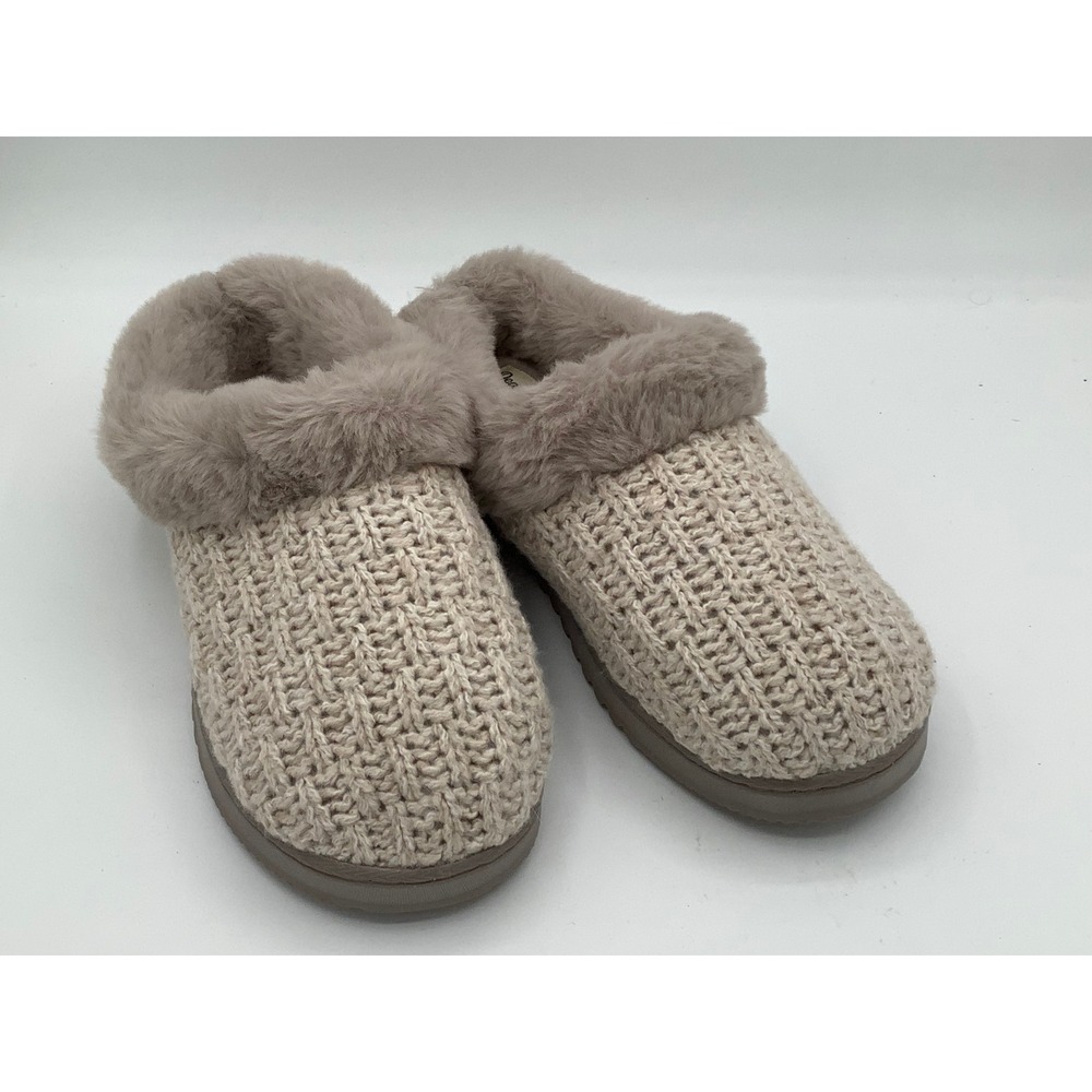 Dearfoams Women's Knit Faux Fur Lined Clog Slippers Cozy Comfort‎ Medium